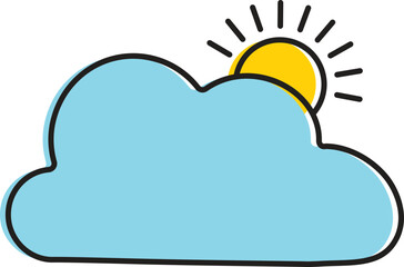 Illustration of Sun with Cloud flat Icon.