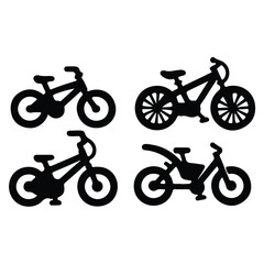 Fototapeta premium silhouette set of bicycles with white background