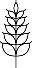 Black line art wheat icon in flat style.