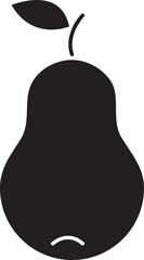 Flat Style Pear Glyph Icon or Symbol.