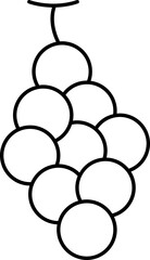 Black Line Art Illustration of Grapes Icon.