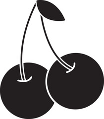 Delicious Ripe Cheery Glyph Icon In Flat Style.