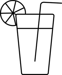 Linear Style Lemonade Drink Glass Icon.