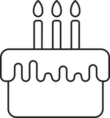 Isolated Burning Candle in Two Layer Cake Line Art Icon.