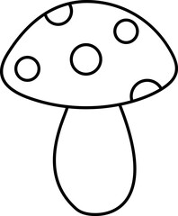 Black outline mushroom icon in flat style.