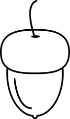 Black Line Art Illustration of Acorn Icon.