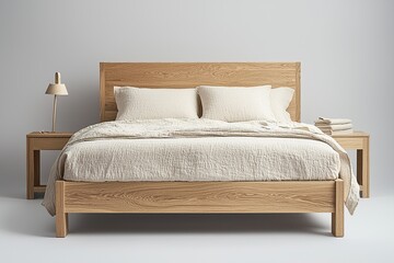 Wooden Bed Frame in Minimalist Bedroom