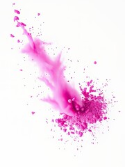 Abstract pink-purple powder splatted on white backgroundfreeze motion of pink-purple powder exploding on white background glitter dust particle Ultra realistic 