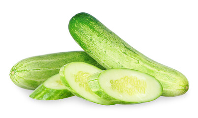 Cucumber vegetable isolated on white background.