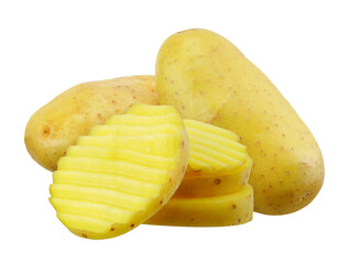 Raw Potato isolated on white background.