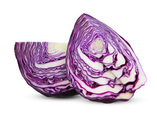 Fototapeta premium Sliced red cabbage vegetable isolated on white background.