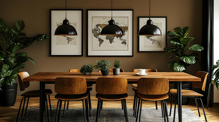Modern Dining Room Decor with Wooden Table and Chairs
