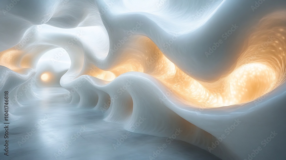 Aufkleber white tech wall with organic fluid patterns and subtle light reflections resembling an advanced digi