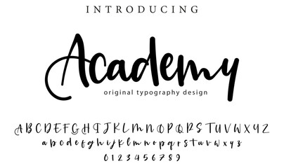 Academy Font Stylish brush painted an uppercase vector letters, alphabet, typeface