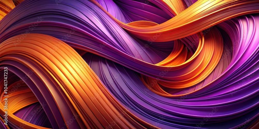 Leinwandbilder a vibrant abstract artwork featuring swirling, iridescent ribbons in shades of purple and orange, cr