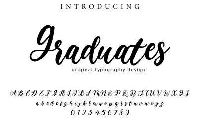 Graduates Font Stylish brush painted an uppercase vector letters, alphabet, typeface