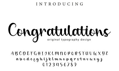 Congratulations Font Stylish brush painted an uppercase vector letters, alphabet, typeface