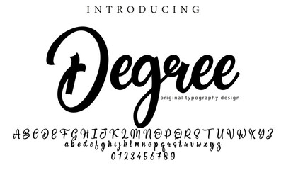 Degree Font Stylish brush painted an uppercase vector letters, alphabet, typeface