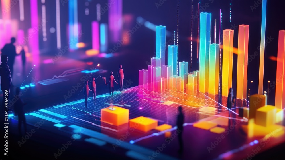 Poster Vibrant Data Visualization with Colorful Charts and Figures