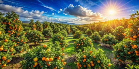 Aerial View of Oranges Ripening on Trees in Lush Orchard - Vibrant Citrus Harvest Season
