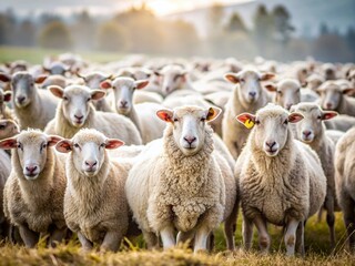 Fototapeta premium Aerial View of Sheep on White Background - Perfect for Farm and Nature Themes