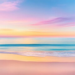 Fototapeta premium A serene sunset over calm ocean waters, blending vibrant colors of pink, orange, and blue, creating a peaceful coastal scene.