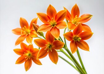Obraz premium Aesthetic Orange Star Flower Stem on White Background - Floral Product Photography for Home Decor and Design