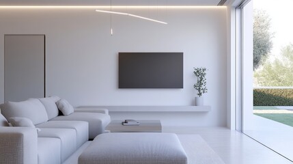 Minimalist white living room interior design
