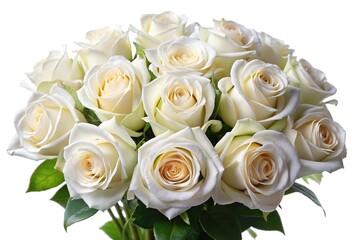 bouquet of white roses isolated on white reflected