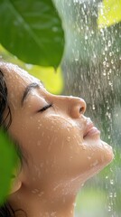 Fototapeta premium Serene Beauty of an Indian Woman in Gentle Rain