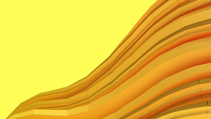 An abstract background featuring modern beauty created with delicate curves in a matte twisted curtain-like yellow, showcasing elegance and modernity in 3D rendering.