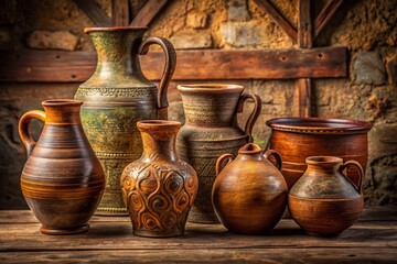 Antique Ceramic Jugs and Pitchers - Handmade Earthenware Drinkware for Classic Home Decor