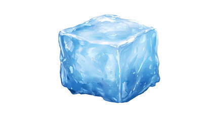 Obraz premium A clear ice cube sits against a black background, showcasing its translucent, blue hues and frosty texture.