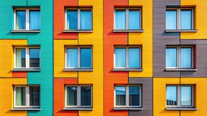 Fototapeta premium Bright abstract window background of a residential building facade, extreme close-up