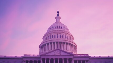 Majestic US Capitol Building in Soft Gradient Sky,Washington DC Landmark