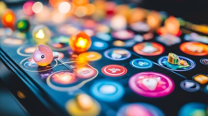 Cutting edge multiplayer board game featuring a stunning holographic interface that displays each player s strategic stats and analytics in real time
