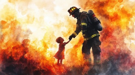 Fototapeta premium Brave Hearts: The Heroes of Firefighting