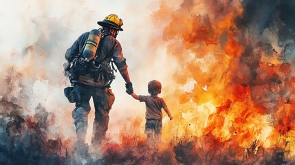 Fototapeta premium Brave Hearts: The Heroes of Firefighting