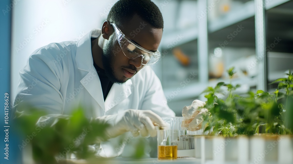 Aufkleber scientist in lab coat analyzing biofuel samples using advanced processing technology