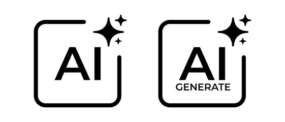 Ai generate icon vector set. AI button, generated symbol