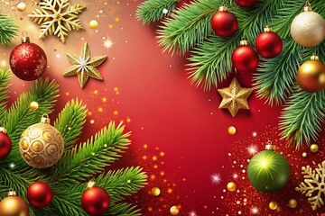 Beautiful Christmas Background with Empty Banner Space for Holiday Greetings and Wishes