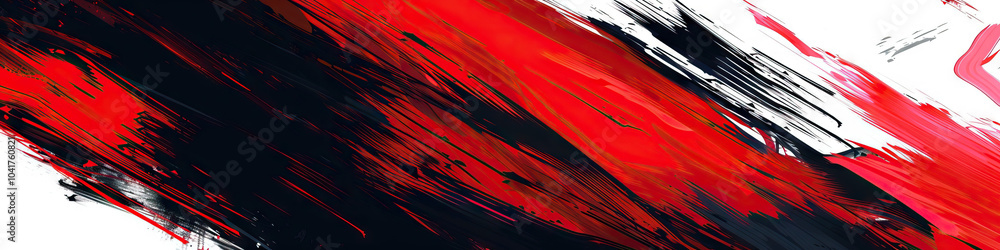 Aufkleber bold strokes of red and black abstract: a powerful contrast of colors creates dynamic movement in an