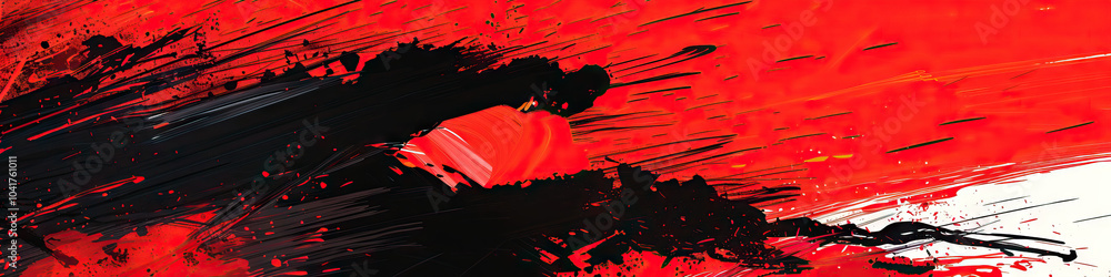 Aufkleber bold strokes of red and black abstract: a powerful contrast of colors creates dynamic movement in an