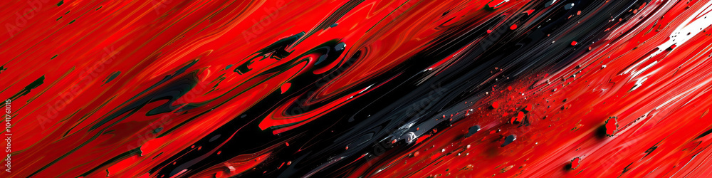 Aufkleber bold strokes of red and black abstract: a powerful contrast of colors creates dynamic movement in an