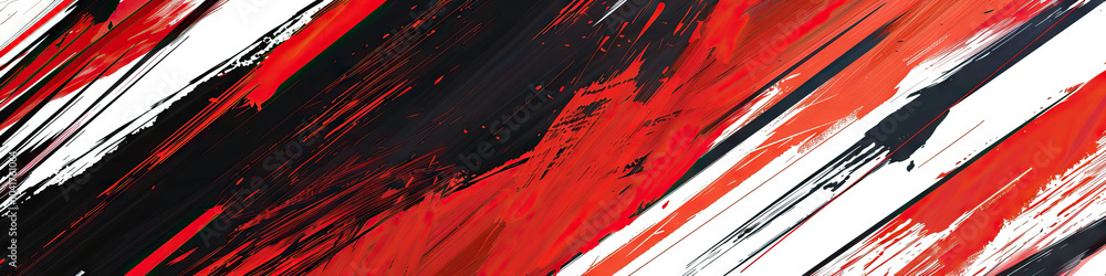 Aufkleber bold strokes of red and black abstract: a powerful contrast of colors creates dynamic movement in an