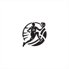 BASKETBALL PALYER SILHOUETTE VECTOR LOGO