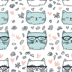 A playful pattern featuring adorable illustrated cats