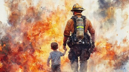Naklejka premium Brave Hearts: The Heroes of Firefighting