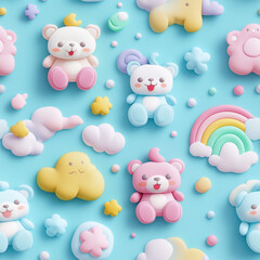 A playful pattern featuring adorable illustrated bear