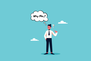 Perplexed Businessman Reflecting on His Errors with Self-Doubt